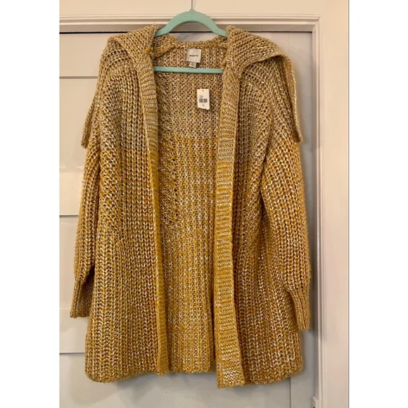 NWT Anthropologie Maeve Ombre Cardigan Sweater M Gold Shimmer Sequins Cape - Picture 1 of 15
